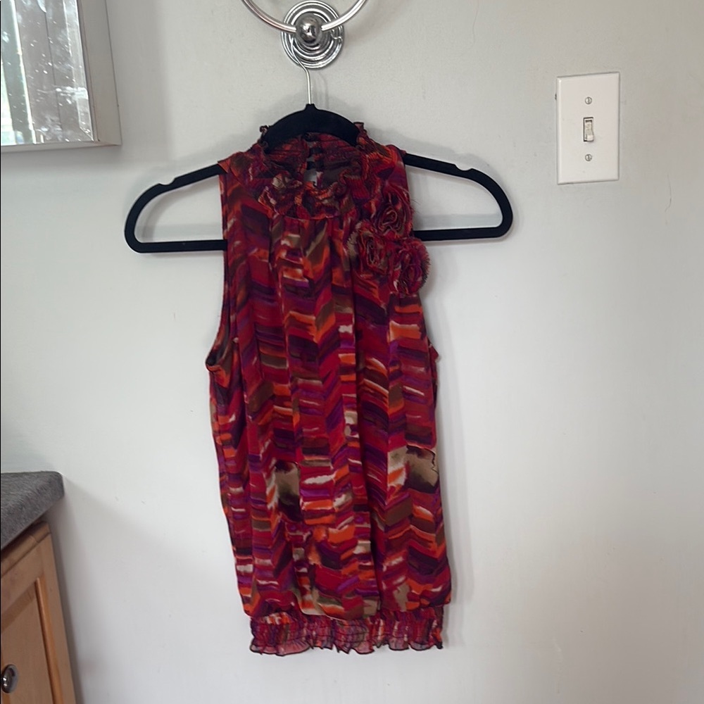 Iz Byer Red and Orange Sleeveless Top